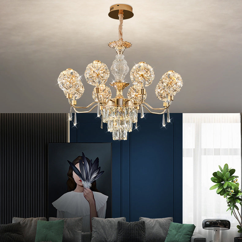 Lustres LED Modernes en Cristal de Luxe avec Boules en Fer Taraxacum Mongolicum pour le Salon 