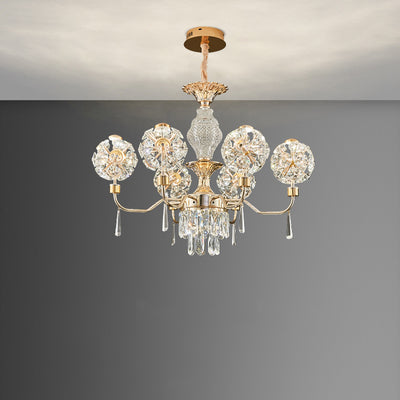 Lustres LED Modernes en Cristal de Luxe avec Boules en Fer Taraxacum Mongolicum pour le Salon 
