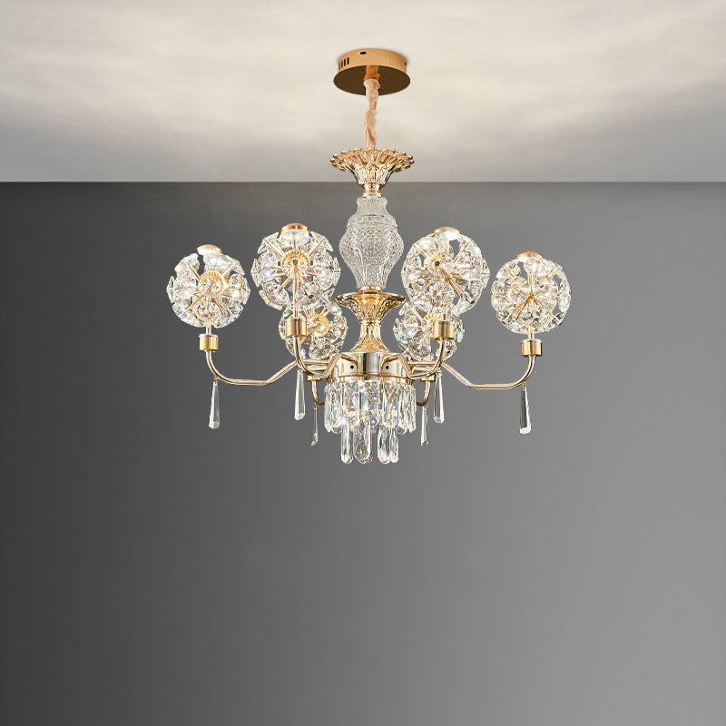 Lustres LED Modernes en Cristal de Luxe avec Boules en Fer Taraxacum Mongolicum pour le Salon 