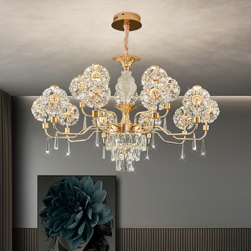 Lustres LED Modernes en Cristal de Luxe avec Boules en Fer Taraxacum Mongolicum pour le Salon 