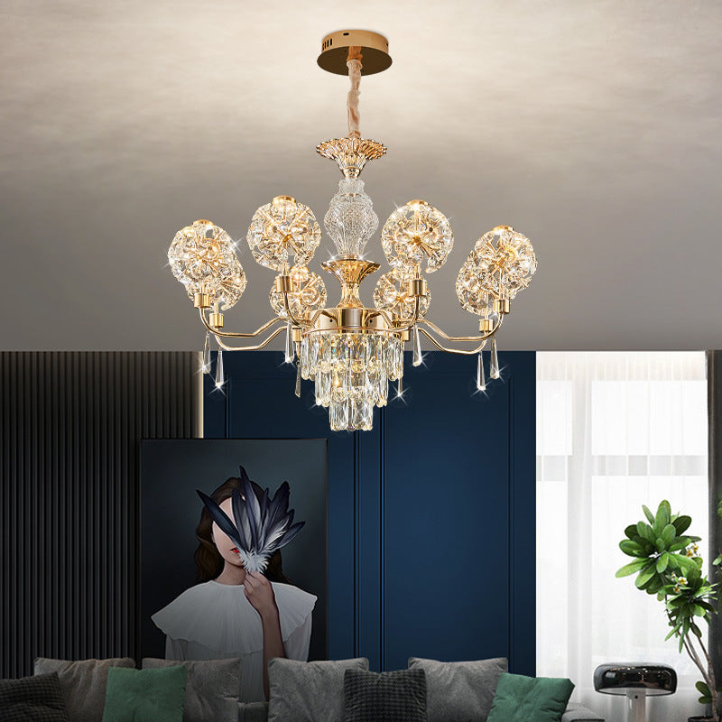 Lustres LED Modernes en Cristal de Luxe avec Boules en Fer Taraxacum Mongolicum pour le Salon 