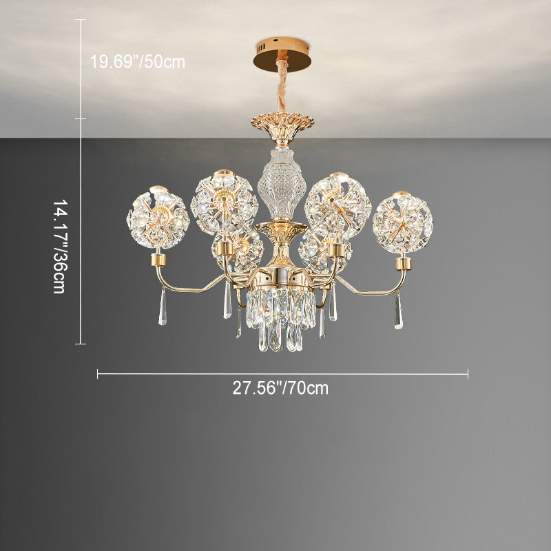 Lustres LED Modernes en Cristal de Luxe avec Boules en Fer Taraxacum Mongolicum pour le Salon 