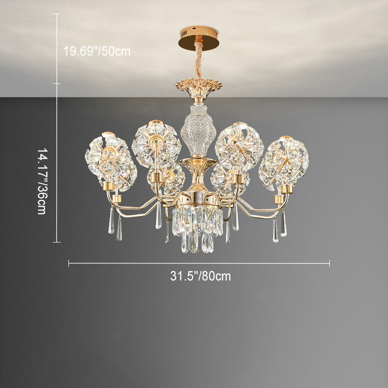 Lustres LED Modernes en Cristal de Luxe avec Boules en Fer Taraxacum Mongolicum pour le Salon 