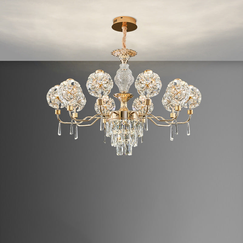Lustres LED Modernes en Cristal de Luxe avec Boules en Fer Taraxacum Mongolicum pour le Salon 