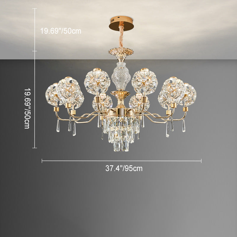 Lustres LED Modernes en Cristal de Luxe avec Boules en Fer Taraxacum Mongolicum pour le Salon 