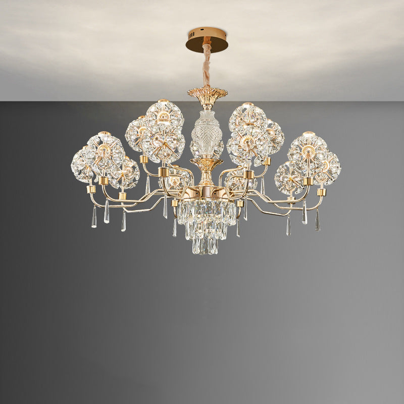 Lustres LED Modernes en Cristal de Luxe avec Boules en Fer Taraxacum Mongolicum pour le Salon 