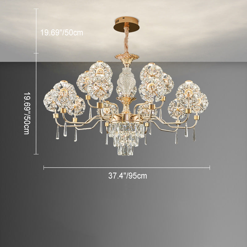 Lustres LED Modernes en Cristal de Luxe avec Boules en Fer Taraxacum Mongolicum pour le Salon 
