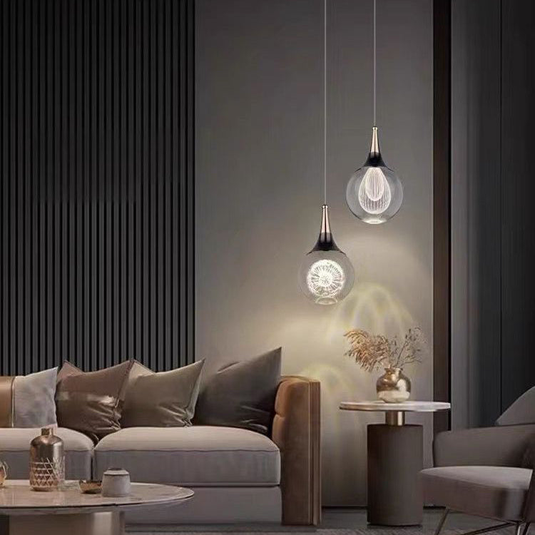 Suspension LED contemporaine en aluminium créatif avec boule de cristal, cerf, méduse et terre pour chevet 