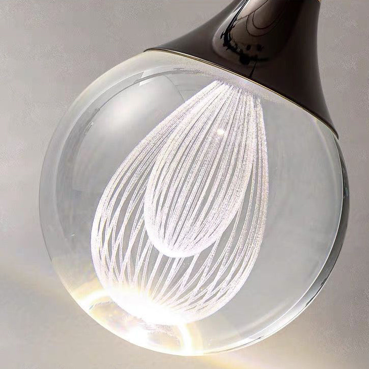 Suspension LED contemporaine en aluminium créatif avec boule de cristal, cerf, méduse et terre pour chevet 