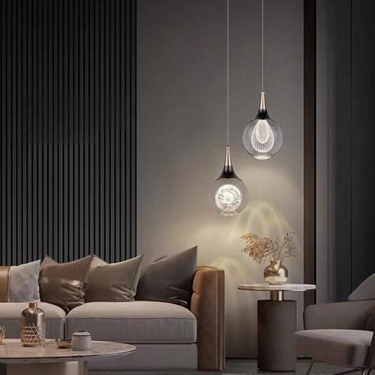 Suspension LED contemporaine en aluminium créatif avec boule de cristal, cerf, méduse et terre pour chevet 