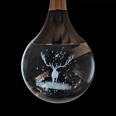 Suspension LED contemporaine en aluminium créatif avec boule de cristal, cerf, méduse et terre pour chevet 