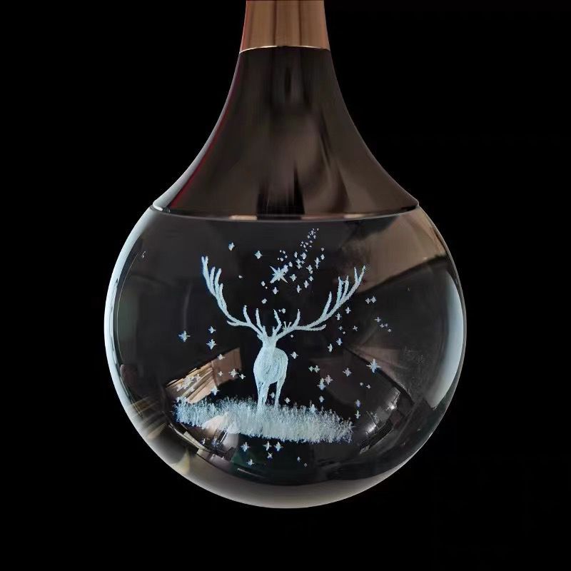 Suspension LED contemporaine en aluminium créatif avec boule de cristal, cerf, méduse et terre pour chevet 
