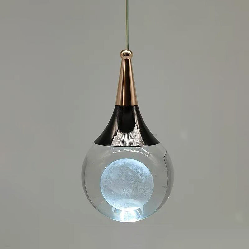 Suspension LED contemporaine en aluminium créatif avec boule de cristal, cerf, méduse et terre pour chevet 
