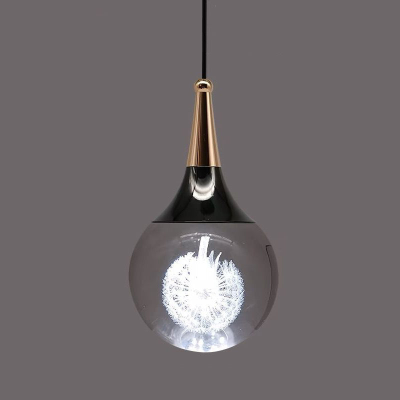 Suspension LED contemporaine en aluminium créatif avec boule de cristal, cerf, méduse et terre pour chevet 