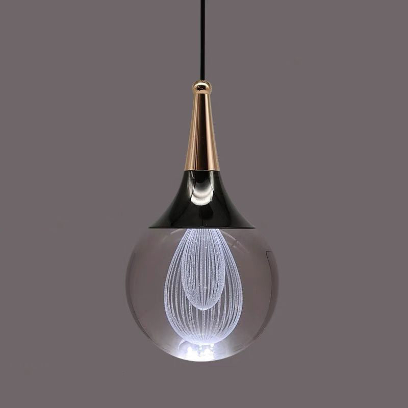 Suspension LED contemporaine en aluminium créatif avec boule de cristal, cerf, méduse et terre pour chevet 