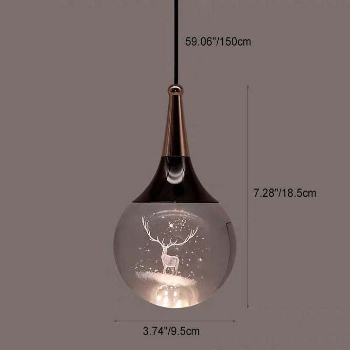 Zeitgenössische kreative Aluminium Kristall Ball Hirsch Quallen Erde LED Pendelleuchte für Nachttisch 