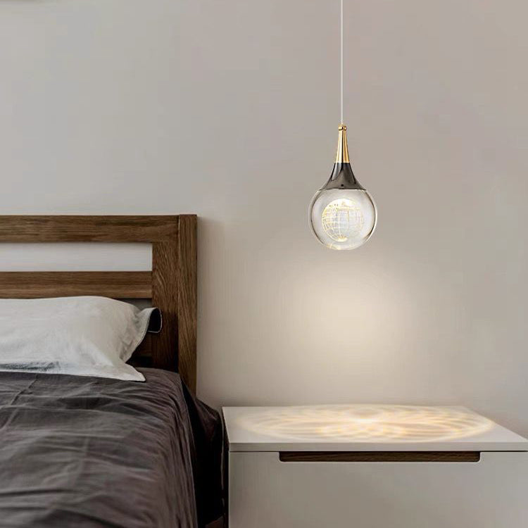 Suspension LED contemporaine en aluminium créatif avec boule de cristal, cerf, méduse et terre pour chevet 