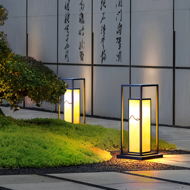 Éclairage de paysage LED en acier inoxydable à énergie solaire traditionnel chinois, cylindre en acrylique étanche, imitation marbre, pour jardin 