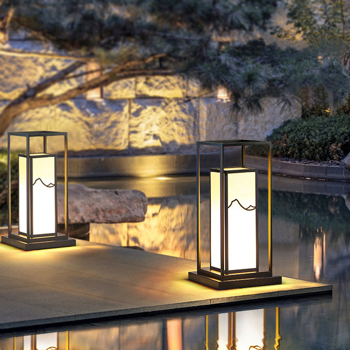 Éclairage de paysage LED en acier inoxydable à énergie solaire traditionnel chinois, cylindre en acrylique étanche, imitation marbre, pour jardin 