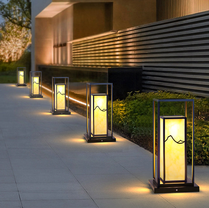 Éclairage de paysage LED en acier inoxydable à énergie solaire traditionnel chinois, cylindre en acrylique étanche, imitation marbre, pour jardin 