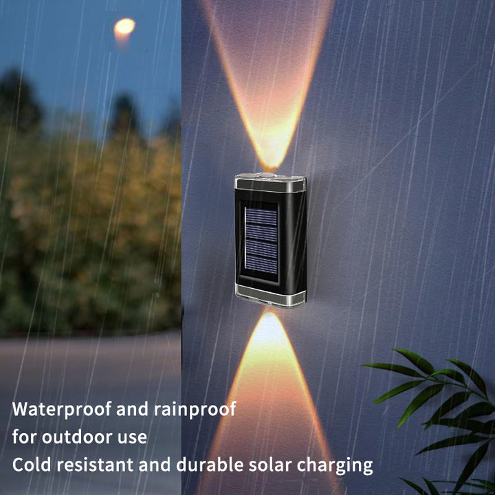 Lampe murale LED rectangulaire en ABS PVC étanche solaire de simplicité moderne pour patio extérieur 