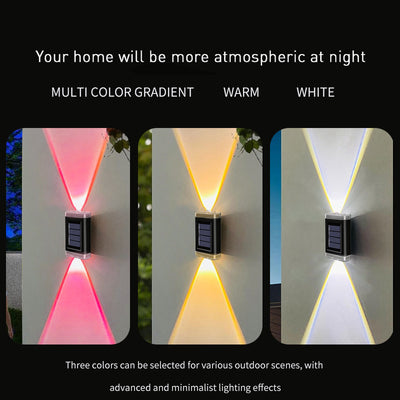 مصباح حائط LED مستطيل من ABS PVC مقاوم للماء بالطاقة الشمسية بتصميم بسيط حديث للفناء الخارجي 