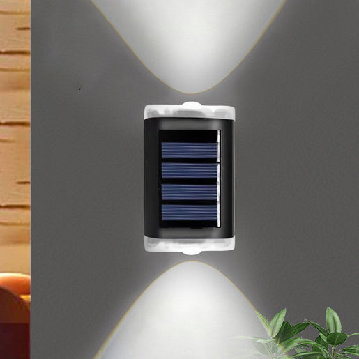 مصباح حائط LED مستطيل من ABS PVC مقاوم للماء بالطاقة الشمسية بتصميم بسيط حديث للفناء الخارجي 