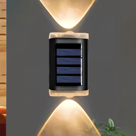 مصباح حائط LED مستطيل من ABS PVC مقاوم للماء بالطاقة الشمسية بتصميم بسيط حديث للفناء الخارجي 