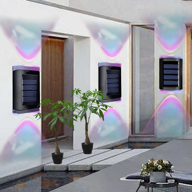 مصباح حائط LED مستطيل من ABS PVC مقاوم للماء بالطاقة الشمسية بتصميم بسيط حديث للفناء الخارجي 