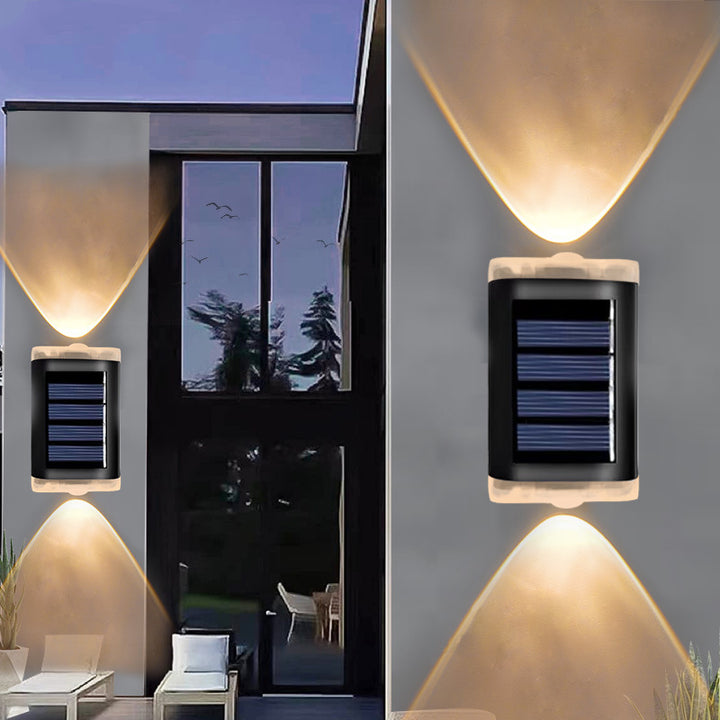 Lampe murale LED rectangulaire en ABS PVC étanche solaire de simplicité moderne pour patio extérieur 