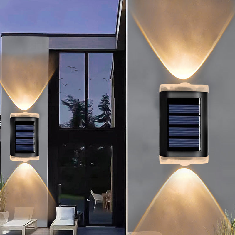 مصباح حائط LED مستطيل من ABS PVC مقاوم للماء بالطاقة الشمسية بتصميم بسيط حديث للفناء الخارجي 