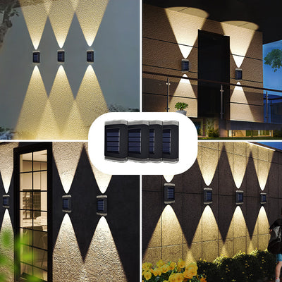 مصباح حائط LED مستطيل من ABS PVC مقاوم للماء بالطاقة الشمسية بتصميم بسيط حديث للفناء الخارجي 