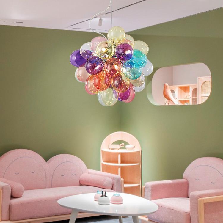 Lustres à bulles en verre et fer pour enfants scandinaves contemporains 1/3/5/8 lumières pour chambre 