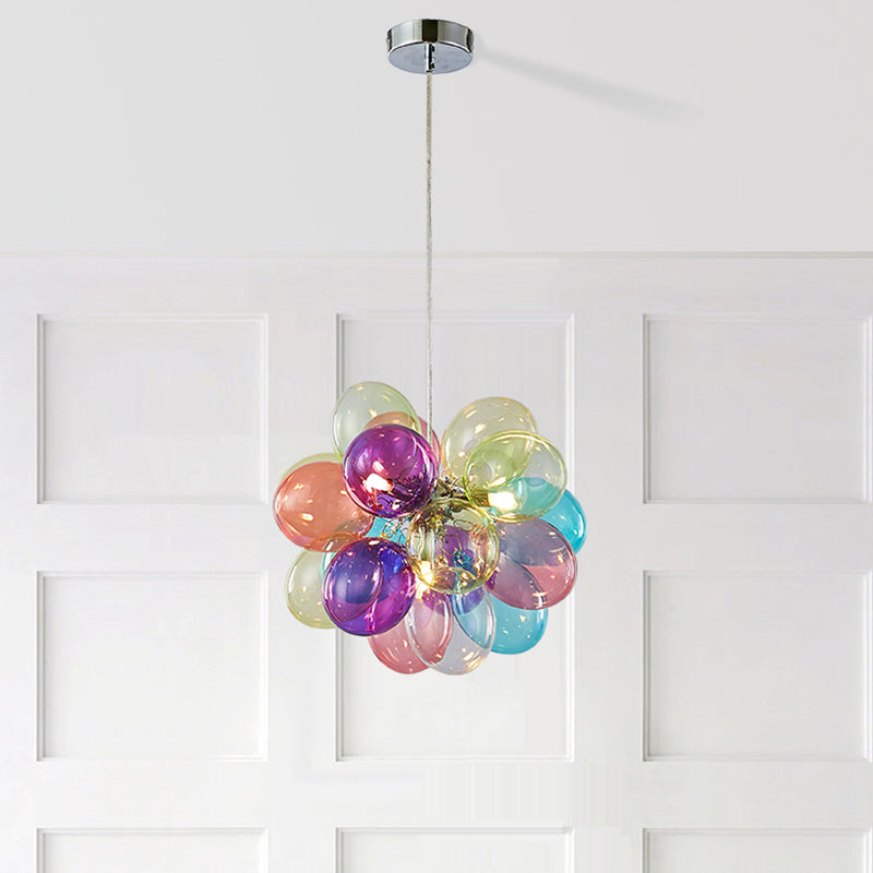Lustres à bulles en verre et fer pour enfants scandinaves contemporains 1/3/5/8 lumières pour chambre 
