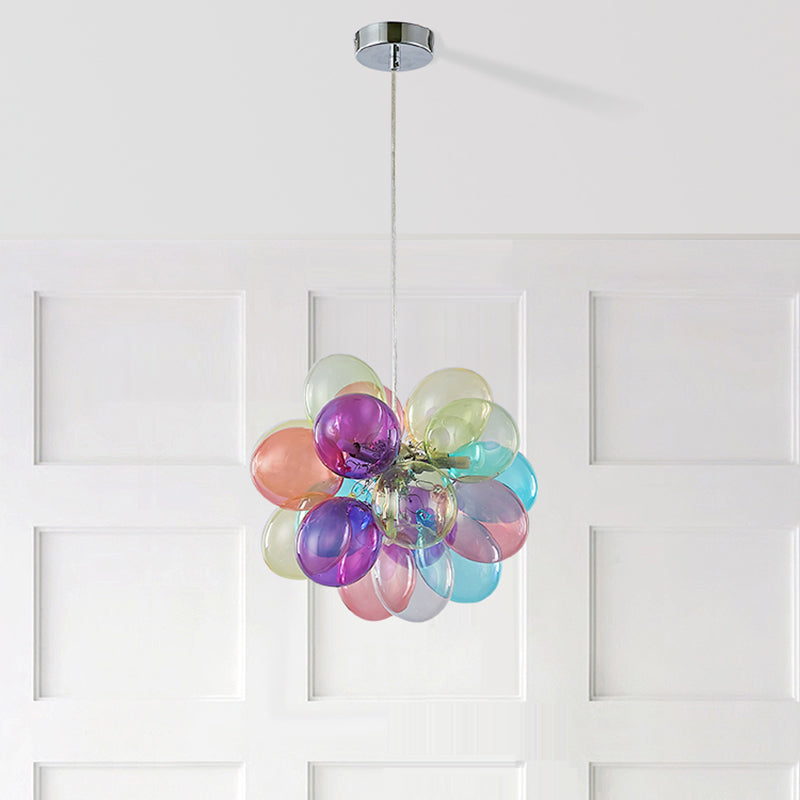 Lustres à bulles en verre et fer pour enfants scandinaves contemporains 1/3/5/8 lumières pour chambre 