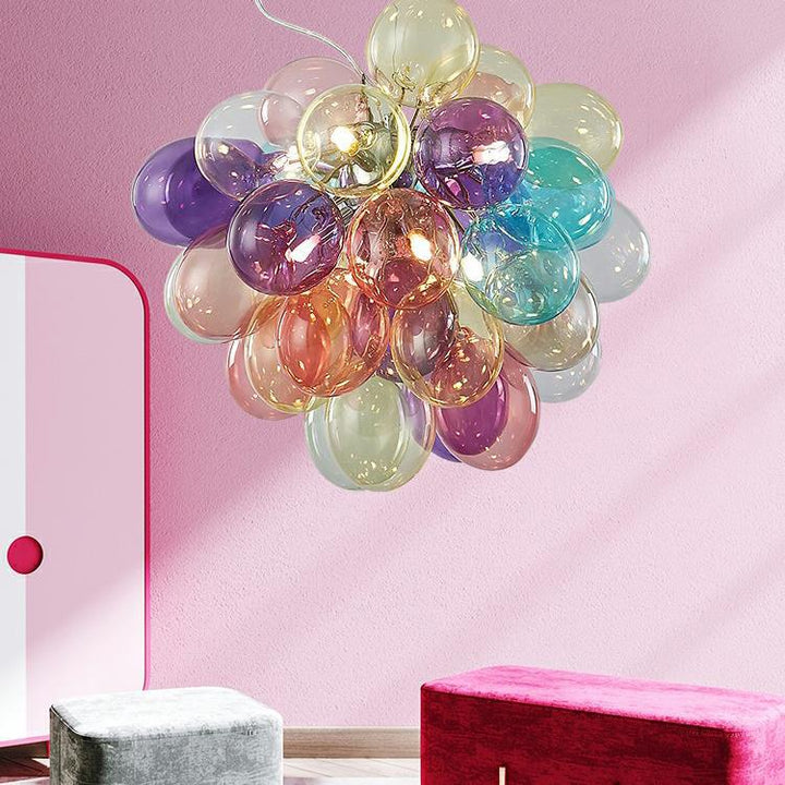 Lustres à bulles en verre et fer pour enfants scandinaves contemporains 1/3/5/8 lumières pour chambre 