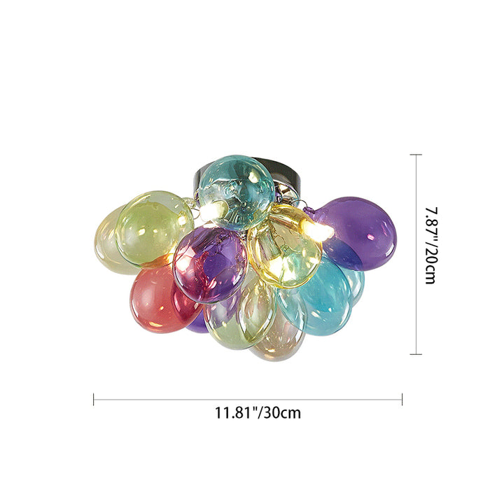 Contemporary Scandinavian Kids Iron Glass Bubble Balloon 3/4/6 Light Semi-Flush Mount Ceiling Light For Bedroom
