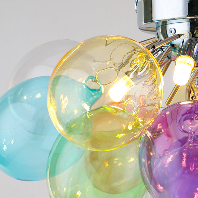 Plafonnier contemporain scandinave pour enfants en fer et verre avec bulles de ballon 3/4/6 lumières pour chambre à coucher 