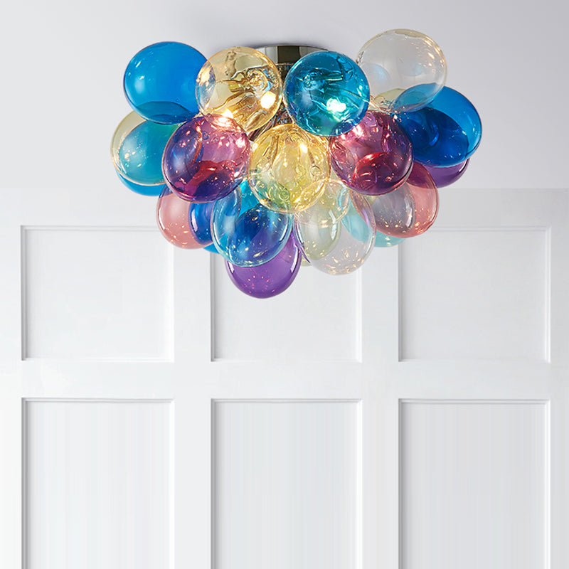 Plafonnier contemporain scandinave pour enfants en fer et verre avec bulles de ballon 3/4/6 lumières pour chambre à coucher 