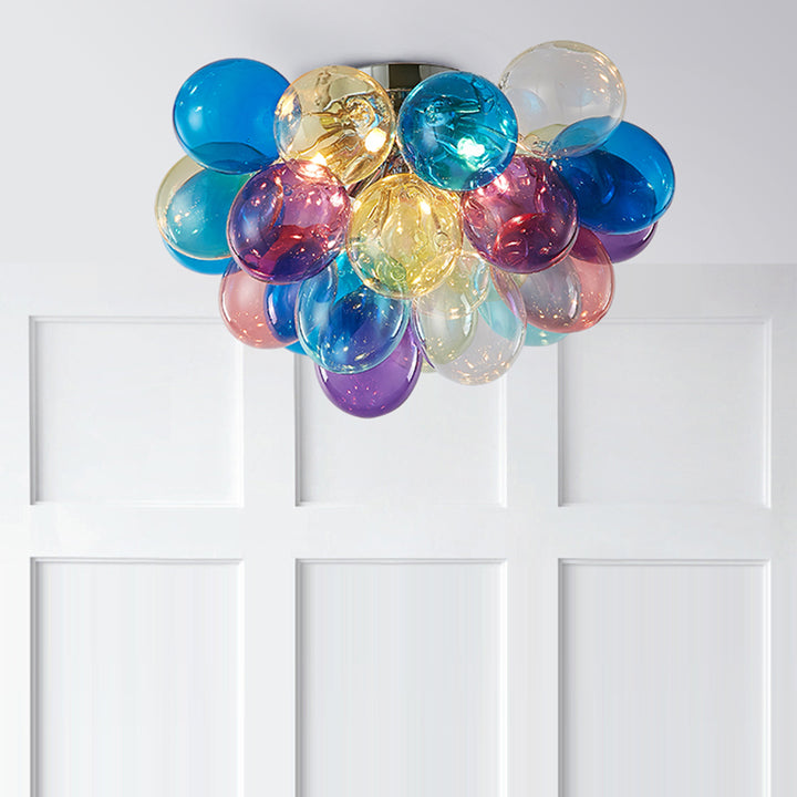 Plafonnier contemporain scandinave pour enfants en fer et verre avec bulles de ballon 3/4/6 lumières pour chambre à coucher 