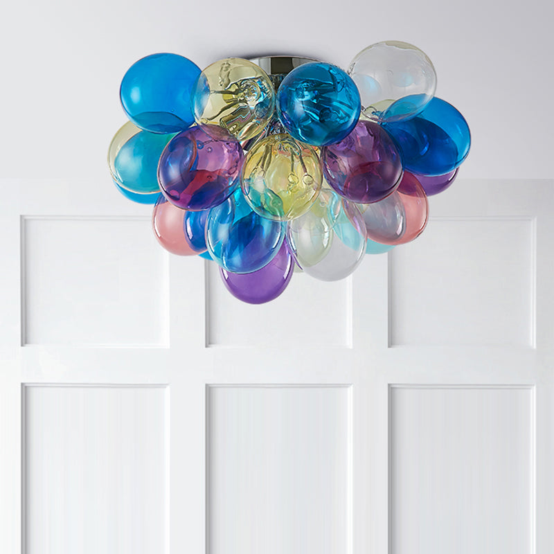 Plafonnier contemporain scandinave pour enfants en fer et verre avec bulles de ballon 3/4/6 lumières pour chambre à coucher 