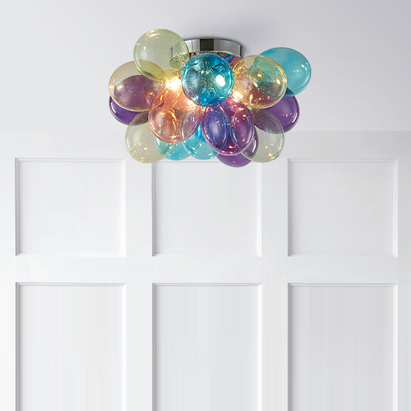 Plafonnier contemporain scandinave pour enfants en fer et verre avec bulles de ballon 3/4/6 lumières pour chambre à coucher 