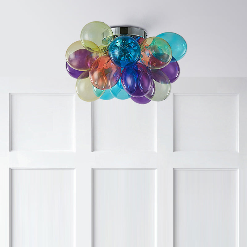 Plafonnier contemporain scandinave pour enfants en fer et verre avec bulles de ballon 3/4/6 lumières pour chambre à coucher 