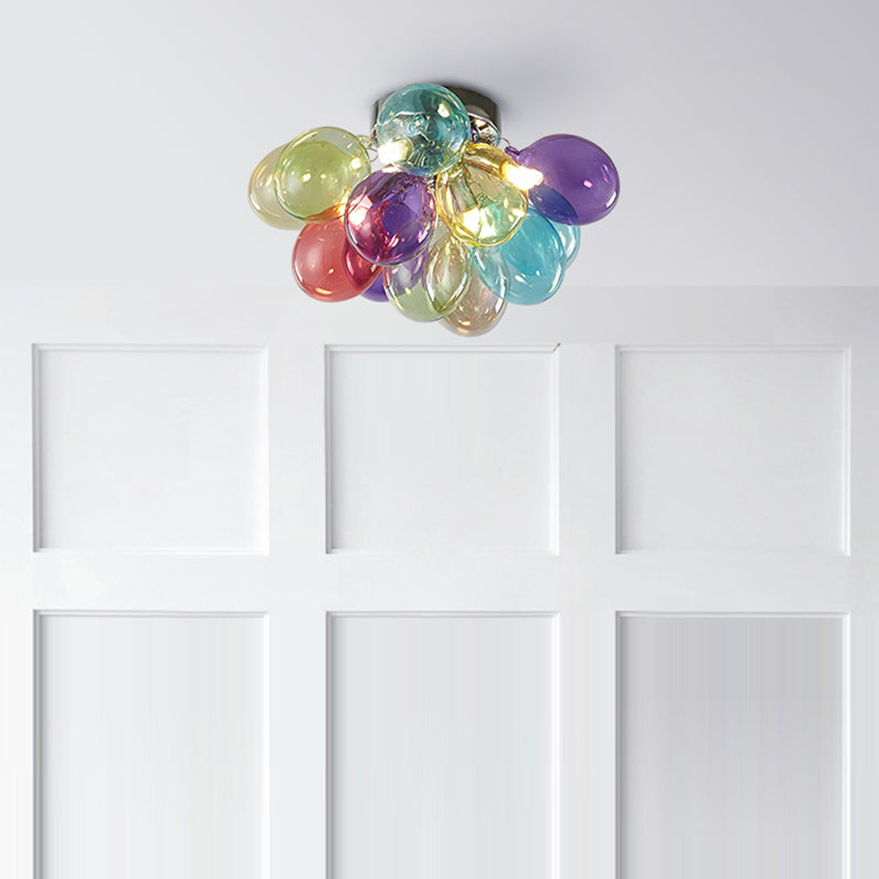 Plafonnier contemporain scandinave pour enfants en fer et verre avec bulles de ballon 3/4/6 lumières pour chambre à coucher 
