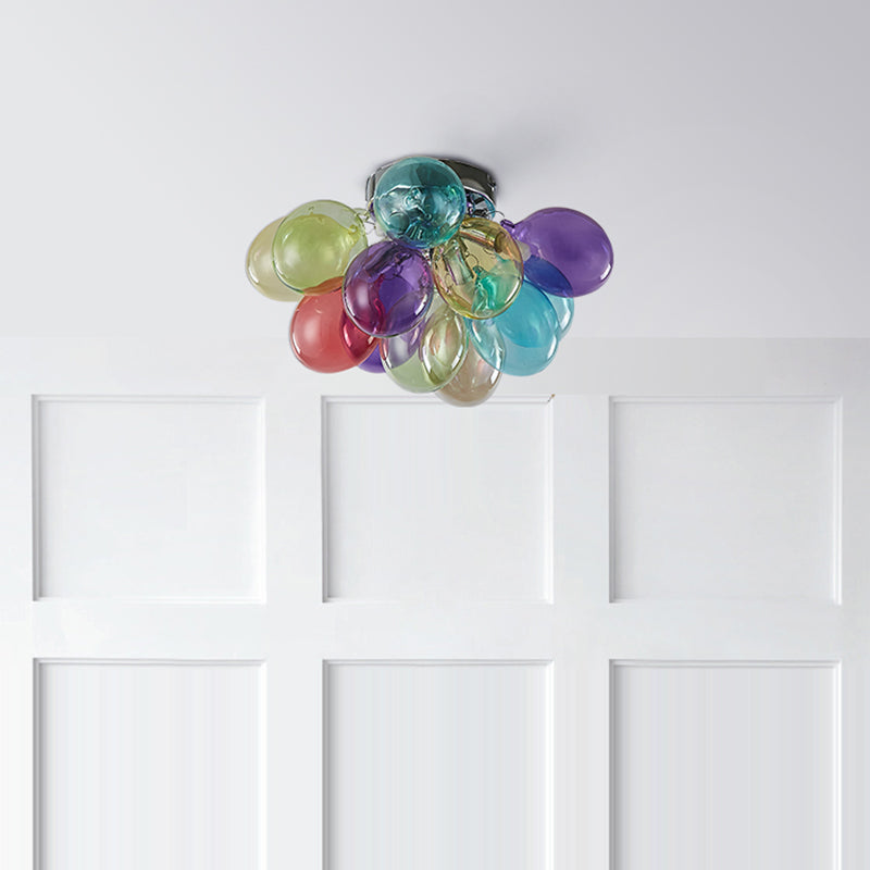Plafonnier contemporain scandinave pour enfants en fer et verre avec bulles de ballon 3/4/6 lumières pour chambre à coucher 