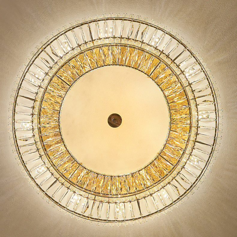 Lustre de plafond moderne luxueux en cristal et métal rond à plusieurs couches 8/12/18/24 lumières pour salon 