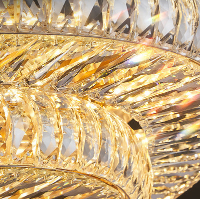 Lustre de plafond moderne luxueux en cristal et métal rond à plusieurs couches 8/12/18/24 lumières pour salon 