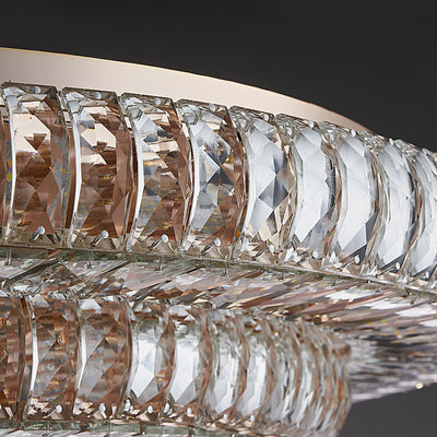 Lustre de plafond moderne luxueux en cristal et métal rond à plusieurs couches 8/12/18/24 lumières pour salon 