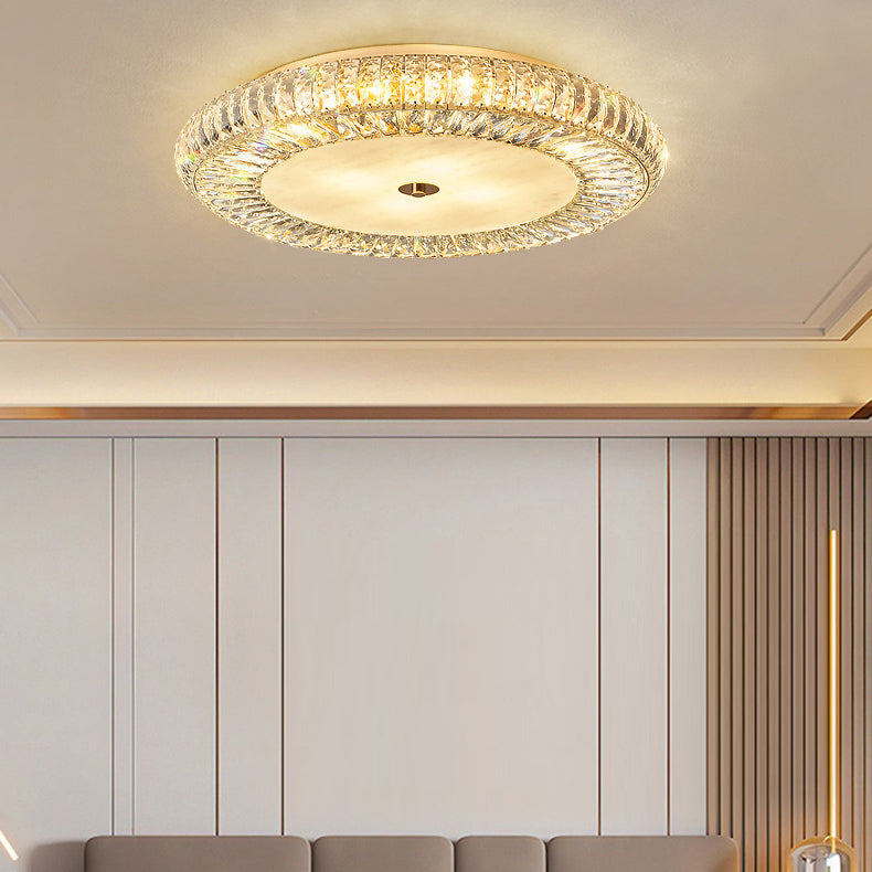 Lustre de plafond moderne luxueux en cristal et métal rond à plusieurs couches 8/12/18/24 lumières pour salon 