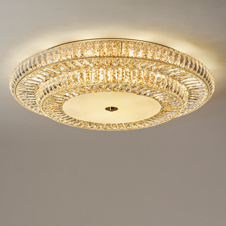 Lustre de plafond moderne luxueux en cristal et métal rond à plusieurs couches 8/12/18/24 lumières pour salon 